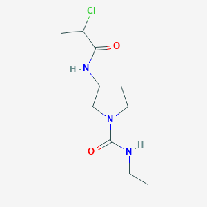 molecular formula C10H18ClN3O2 B3007688 3-(2-Chloropropanoylamino)-N-ethylpyrrolidine-1-carboxamide CAS No. 2411252-22-5