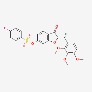 molecular formula C24H19FO8S B3007696 (Z)-3-oxo-2-(2,3,4-trimethoxybenzylidene)-2,3-dihydrobenzofuran-6-yl 4-fluorobenzenesulfonate CAS No. 896825-49-3