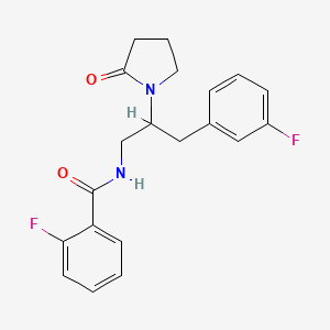 2-fluoro-N-(3-(3-fluorophenyl)-2-(2-oxopyrrolidin-1-yl)propyl)benzamide