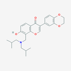 molecular formula C26H31NO5 B3007710 3-(2,3-dihydrobenzo[b][1,4]dioxin-6-yl)-8-((diisobutylamino)methyl)-7-hydroxy-4H-chromen-4-one CAS No. 637753-67-4