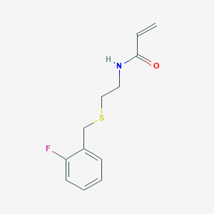 molecular formula C12H14FNOS B3007713 N-[2-[(2-Fluorophenyl)methylsulfanyl]ethyl]prop-2-enamide CAS No. 2305310-04-5
