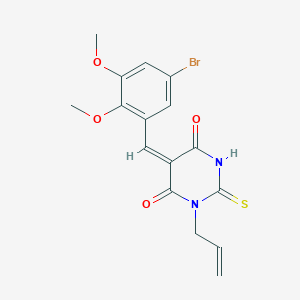 molecular formula C16H15BrN2O4S B300772 1-allyl-5-(5-bromo-2,3-dimethoxybenzylidene)-2-thioxodihydropyrimidine-4,6(1H,5H)-dione 