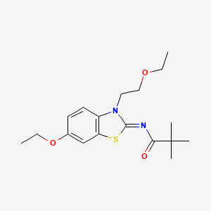 molecular formula C18H26N2O3S B3007728 (Z)-N-(6-乙氧基-3-(2-乙氧基乙基)苯并[d]噻唑-2(3H)-亚甲基)新戊酰胺 CAS No. 865174-38-5