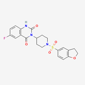 molecular formula C21H20FN3O5S B3007735 3-(1-((2,3-dihydrobenzofuran-5-yl)sulfonyl)piperidin-4-yl)-6-fluoroquinazoline-2,4(1H,3H)-dione CAS No. 2034262-09-2