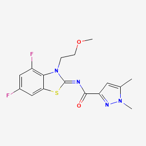 molecular formula C16H16F2N4O2S B3007751 (Z)-N-(4,6-difluoro-3-(2-methoxyethyl)benzo[d]thiazol-2(3H)-ylidene)-1,5-dimethyl-1H-pyrazole-3-carboxamide CAS No. 1013771-61-3