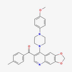 molecular formula C29H27N3O4 B3007761 (8-(4-(4-Methoxyphenyl)piperazin-1-yl)-[1,3]dioxolo[4,5-g]quinolin-7-yl)(p-tolyl)methanone CAS No. 866844-11-3
