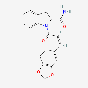 (Z)-1-(3-(benzo[d][1,3]dioxol-5-yl)acryloyl)indoline-2-carboxamide