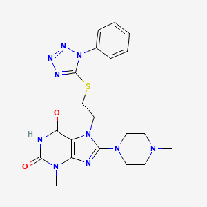 molecular formula C20H24N10O2S B3007767 3-Methyl-8-(4-methylpiperazin-1-yl)-7-[2-(1-phenyltetrazol-5-yl)sulfanylethyl]purine-2,6-dione CAS No. 850914-29-3