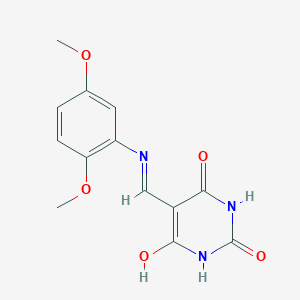 molecular formula C13H13N3O5 B3007770 5-{[(2,5-dimethoxyphenyl)amino]methylene}pyrimidine-2,4,6(1H,3H,5H)-trione CAS No. 524725-33-5