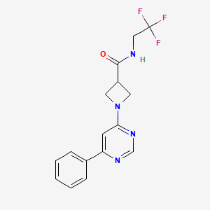 molecular formula C16H15F3N4O B3007776 1-(6-phenylpyrimidin-4-yl)-N-(2,2,2-trifluoroethyl)azetidine-3-carboxamide CAS No. 2034257-78-6