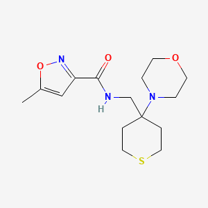 molecular formula C15H23N3O3S B3007777 5-Methyl-N-[(4-morpholin-4-ylthian-4-yl)methyl]-1,2-oxazole-3-carboxamide CAS No. 2380176-91-8