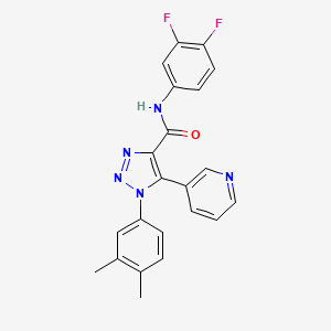molecular formula C22H17F2N5O B3007779 N-(2-fluorophenyl)-N-methyl-2-(1-methyl-2,4-dioxo-7-phenyl-1,4-dihydropyrimido[4,5-d]pyrimidin-3(2H)-yl)acetamide CAS No. 1251613-52-1