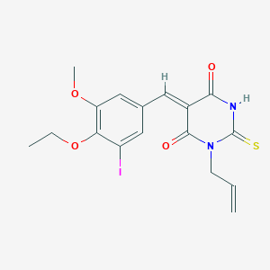 molecular formula C17H17IN2O4S B300778 (5Z)-5-(4-ethoxy-3-iodo-5-methoxybenzylidene)-1-(prop-2-en-1-yl)-2-thioxodihydropyrimidine-4,6(1H,5H)-dione 