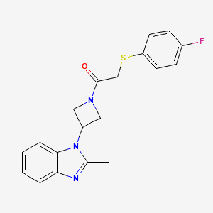 molecular formula C19H18FN3OS B3007781 2-(4-Fluorophenyl)sulfanyl-1-[3-(2-methylbenzimidazol-1-yl)azetidin-1-yl]ethanone CAS No. 2380187-27-7