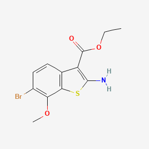 molecular formula C12H12BrNO3S B3007784 Ethyl 2-amino-6-bromo-7-methoxy-1-benzothiophene-3-carboxylate CAS No. 136800-72-1