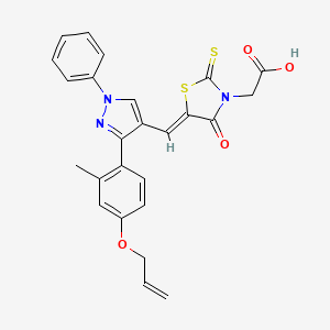 molecular formula C25H21N3O4S2 B3007788 (Z)-2-(5-((3-(4-(allyloxy)-2-methylphenyl)-1-phenyl-1H-pyrazol-4-yl)methylene)-4-oxo-2-thioxothiazolidin-3-yl)acetic acid CAS No. 955888-88-7
