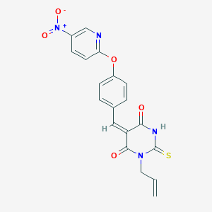 molecular formula C19H14N4O5S B300779 1-allyl-5-[4-({5-nitropyridin-2-yl}oxy)benzylidene]-2-thioxodihydropyrimidine-4,6(1H,5H)-dione 
