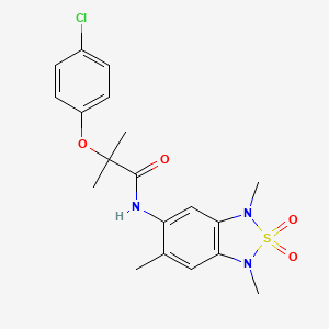 molecular formula C19H22ClN3O4S B3007801 2-(4-chlorophenoxy)-2-methyl-N-(1,3,6-trimethyl-2,2-dioxido-1,3-dihydrobenzo[c][1,2,5]thiadiazol-5-yl)propanamide CAS No. 2034338-62-8