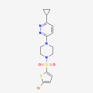 molecular formula C15H17BrN4O2S2 B3007802 3-(4-((5-Bromothiophen-2-yl)sulfonyl)piperazin-1-yl)-6-cyclopropylpyridazine CAS No. 2034428-40-3