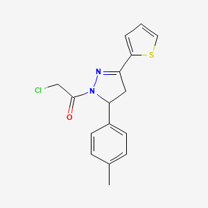 molecular formula C16H15ClN2OS B3007817 2-Chloro-1-[3-(4-methylphenyl)-5-thiophen-2-yl-3,4-dihydropyrazol-2-yl]ethanone CAS No. 327979-84-0