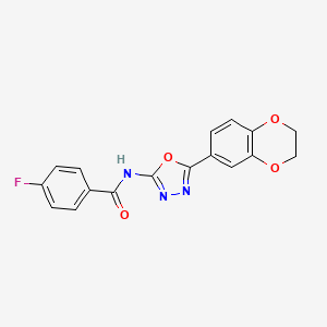 N-(5-(2,3-dihydrobenzo[b][1,4]dioxin-6-yl)-1,3,4-oxadiazol-2-yl)-4-fluorobenzamide