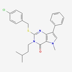 molecular formula C25H26ClN3OS B3007825 2-((4-chlorobenzyl)thio)-3-isopentyl-5-methyl-7-phenyl-3H-pyrrolo[3,2-d]pyrimidin-4(5H)-one CAS No. 1115458-89-3