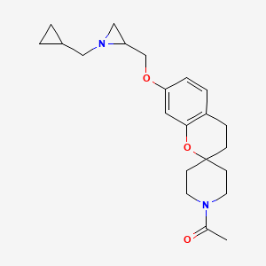 molecular formula C22H30N2O3 B3007829 1-[7-[[1-(Cyclopropylmethyl)aziridin-2-yl]methoxy]spiro[3,4-dihydrochromene-2,4'-piperidine]-1'-yl]ethanone CAS No. 2418734-09-3