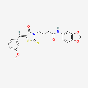 N-(2H-1,3-BENZODIOXOL-5-YL)-4-[(5Z)-5-[(3-METHOXYPHENYL)METHYLIDENE]-4-OXO-2-SULFANYLIDENE-1,3-THIAZOLIDIN-3-YL]BUTANAMIDE