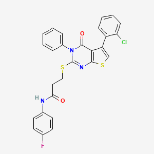 3-[5-(2-chlorophenyl)-4-oxo-3-phenylthieno[2,3-d]pyrimidin-2-yl]sulfanyl-N-(4-fluorophenyl)propanamide