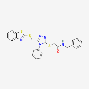 molecular formula C25H21N5OS3 B3007843 2-[[5-(1,3-苯并噻唑-2-基硫烷基甲基)-4-苯基-1,2,4-三唑-3-基]硫烷基]-N-苄基乙酰胺 CAS No. 315695-86-4