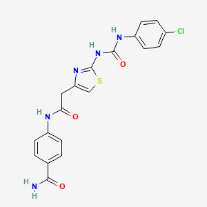 molecular formula C19H16ClN5O3S B3007844 4-(2-(2-(3-(4-Chlorophenyl)ureido)thiazol-4-yl)acetamido)benzamide CAS No. 921492-25-3