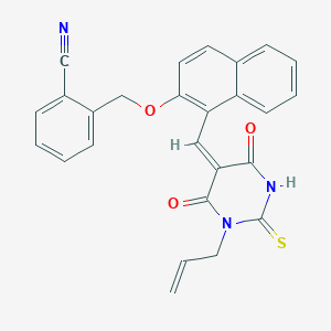 molecular formula C26H19N3O3S B300785 2-[({1-[(1-allyl-4,6-dioxo-2-thioxotetrahydropyrimidin-5(2H)-ylidene)methyl]-2-naphthyl}oxy)methyl]benzonitrile 