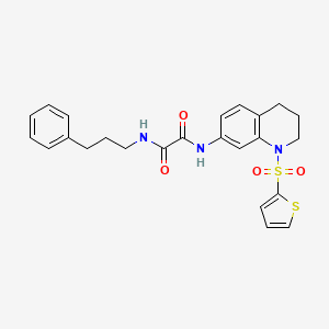 molecular formula C24H25N3O4S2 B3007853 N1-(3-苯基丙基)-N2-(1-(噻吩-2-基磺酰基)-1,2,3,4-四氢喹啉-7-基)草酰胺 CAS No. 898414-10-3