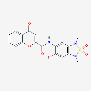 molecular formula C18H14FN3O5S B3007856 N-(6-fluoro-1,3-dimethyl-2,2-dioxido-1,3-dihydrobenzo[c][1,2,5]thiadiazol-5-yl)-4-oxo-4H-chromene-2-carboxamide CAS No. 2034541-44-9