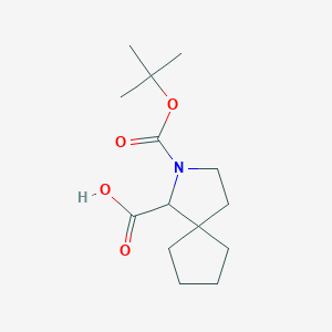 molecular formula C14H23NO4 B3007860 2-[(2-Methylpropan-2-yl)oxycarbonyl]-2-azaspiro[4.4]nonane-1-carboxylic acid CAS No. 2344679-23-6