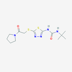 molecular formula C13H21N5O2S2 B3007865 1-叔丁基-3-[5-(2-氧代-2-吡咯烷-1-基乙基)硫代-1,3,4-噻二唑-2-基]脲 CAS No. 886938-81-4