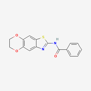 molecular formula C16H12N2O3S B3007871 N-(6,7-二氢-[1,4]二氧杂环[2,3-f][1,3]苯并噻唑-2-基)苯甲酰胺 CAS No. 892853-12-2