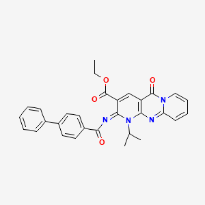 B3007878 (Z)-ethyl 2-(([1,1'-biphenyl]-4-carbonyl)imino)-1-isopropyl-5-oxo-2,5-dihydro-1H-dipyrido[1,2-a:2',3'-d]pyrimidine-3-carboxylate CAS No. 534567-21-0