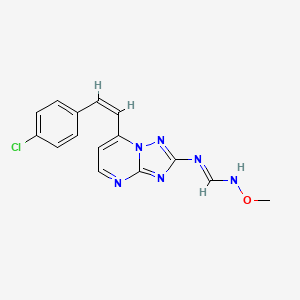 (E)-N-{7-[(Z)-2-(4-chlorophenyl)ethenyl]-[1,2,4]triazolo[1,5-a]pyrimidin-2-yl}-N'-methoxymethanimidamide