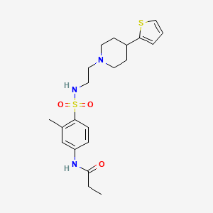 N-(3-methyl-4-(N-(2-(4-(thiophen-2-yl)piperidin-1-yl)ethyl)sulfamoyl)phenyl)propionamide