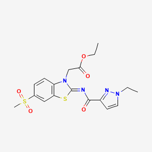 (Z)-ethyl 2-(2-((1-ethyl-1H-pyrazole-3-carbonyl)imino)-6-(methylsulfonyl)benzo[d]thiazol-3(2H)-yl)acetate