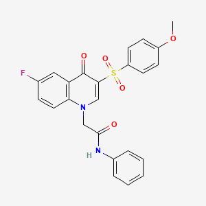 molecular formula C24H19FN2O5S B3007891 2-[6-氟-3-(4-甲氧基苯基)磺酰基-4-氧代喹啉-1-基]-N-苯基乙酰胺 CAS No. 866813-45-8