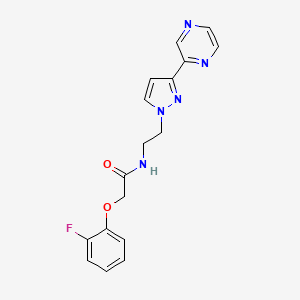 molecular formula C17H16FN5O2 B3007897 2-(2-fluorophenoxy)-N-(2-(3-(pyrazin-2-yl)-1H-pyrazol-1-yl)ethyl)acetamide CAS No. 2034414-69-0