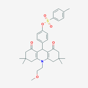 molecular formula C33H39NO6S B300790 4-[10-(2-Methoxyethyl)-3,3,6,6-tetramethyl-1,8-dioxo-1,2,3,4,5,6,7,8,9,10-decahydro-9-acridinyl]phenyl 4-methylbenzenesulfonate 