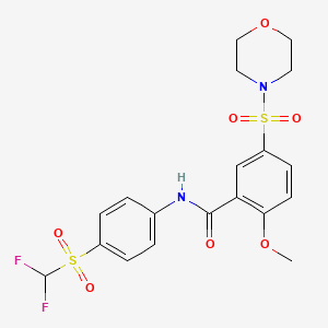 molecular formula C19H20F2N2O7S2 B3007903 N-[4-(difluoromethylsulfonyl)phenyl]-2-methoxy-5-morpholin-4-ylsulfonylbenzamide CAS No. 838816-59-4