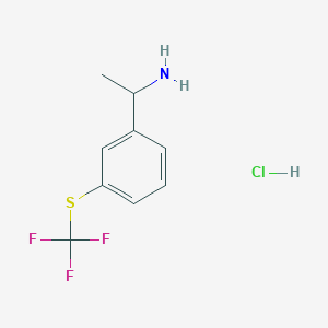 molecular formula C9H11ClF3NS B3007904 1-{3-[(三氟甲基)硫烷基]苯基}乙-1-胺盐酸盐 CAS No. 1373865-55-4