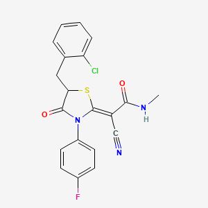 molecular formula C20H15ClFN3O2S B3007905 (Z)-2-(5-(2-氯苄基)-3-(4-氟苯基)-4-氧代噻唑烷-2-亚烷基)-2-氰基-N-甲基乙酰胺 CAS No. 786676-90-2