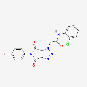 molecular formula C18H13ClFN5O3 B3007913 N-(2-chlorophenyl)-2-(5-(4-fluorophenyl)-4,6-dioxo-4,5,6,6a-tetrahydropyrrolo[3,4-d][1,2,3]triazol-1(3aH)-yl)acetamide CAS No. 1009007-10-6