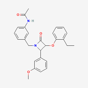 molecular formula C27H28N2O4 B3007914 N-(3-{[3-(2-ethylphenoxy)-2-(3-methoxyphenyl)-4-oxoazetidin-1-yl]methyl}phenyl)acetamide CAS No. 1210699-20-9