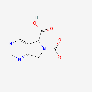 molecular formula C12H15N3O4 B3007916 6-(tert-Butoxycarbonyl)-6,7-dihydro-5H-pyrrolo[3,4-d]pyrimidine-5-carboxylic acid CAS No. 2137515-95-6